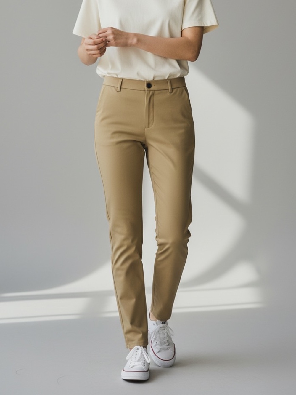 Straight-Leg Women's Pants in Tan